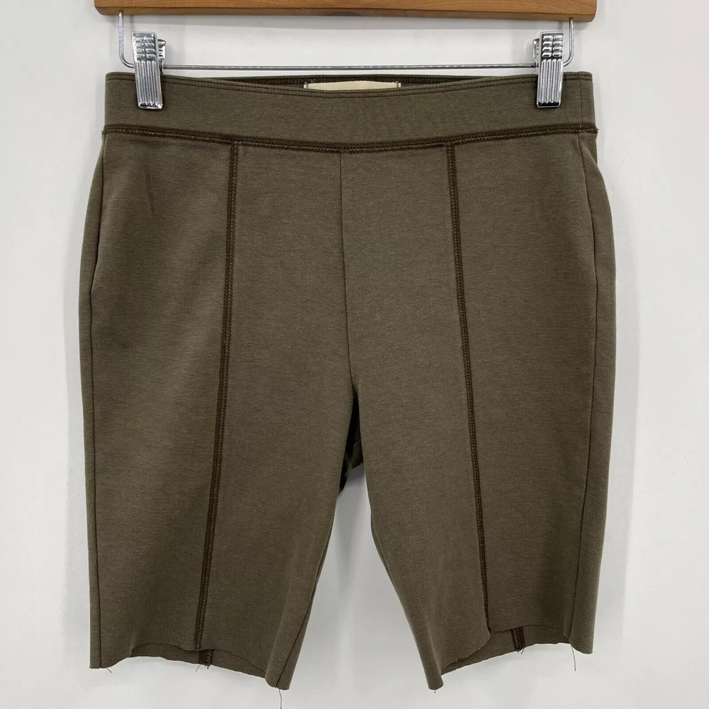 Hollister Womens Olive Green Brown Seam Detail Bike Shorts Size Medium